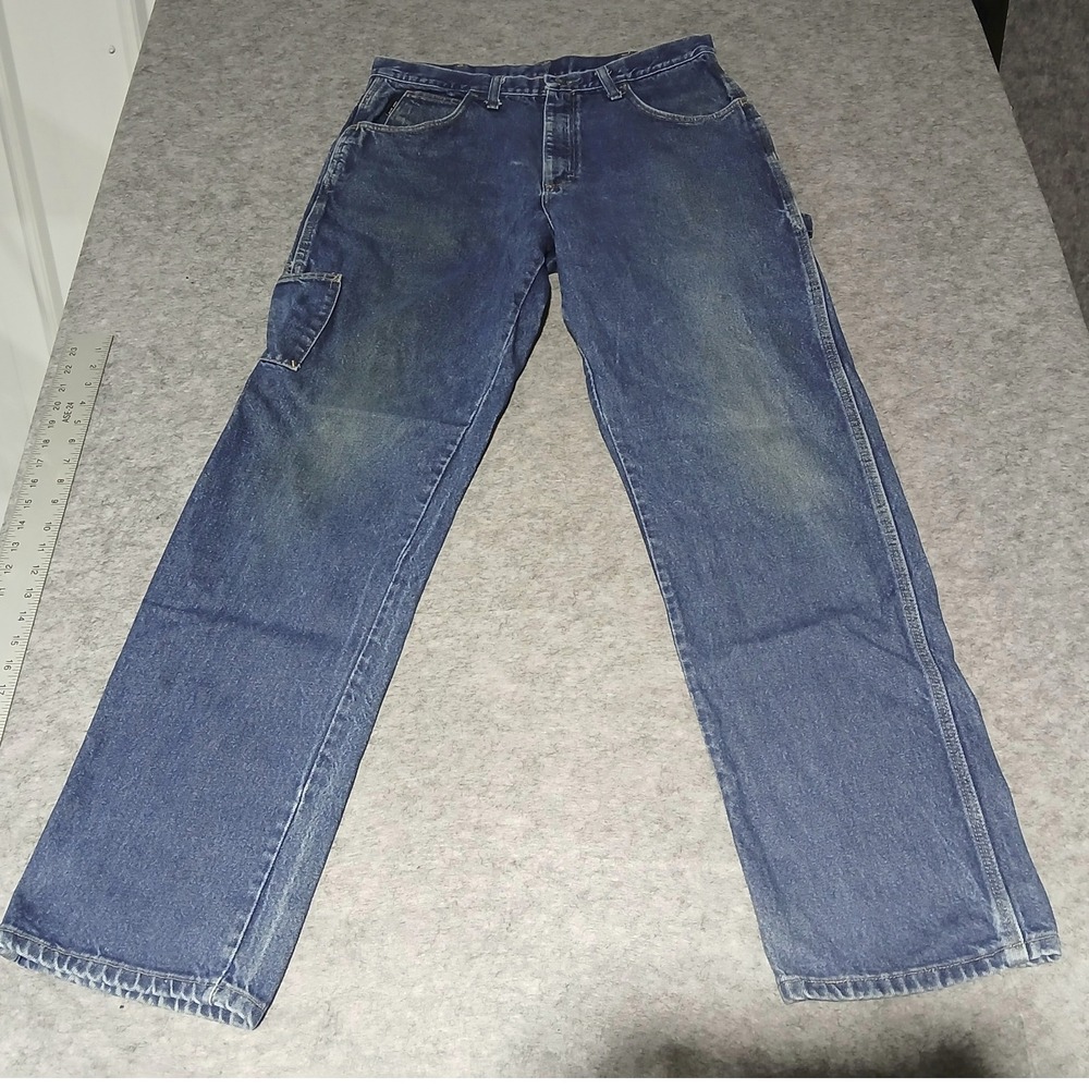 CAT2 2112 FR Carpenter Jeans Mens Size 35.5x36 Blue Denim‎ Work Utility Pants